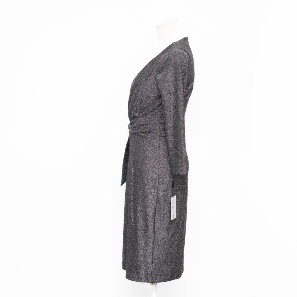 Calvin Klein - Metallic Faux-Wrap Cocktail Dress - Picture 8 of 11